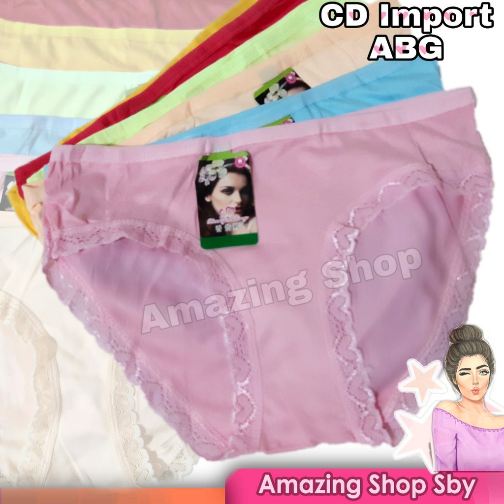 1 Lusin (12 Pcs) CD Celana Dalam Wanita Import Renda Murah