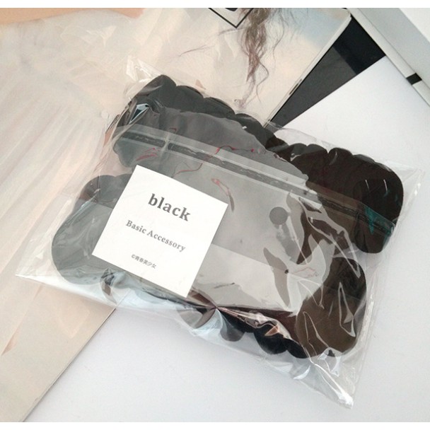 Ikat Rambut Korea Towel Ring Set ( isi 50pcs)-TOWEL RING - BLACK