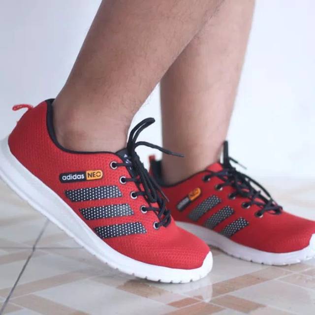 Sepatu adidas neo sport running merah-hitam keren/ sepatu pria wanita murah original