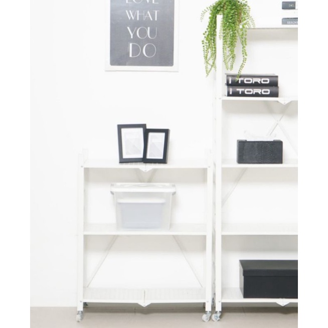 informa Olin rak besi lipat 3 tingkat - putih (rak penyimpanan/rak serbaguna)