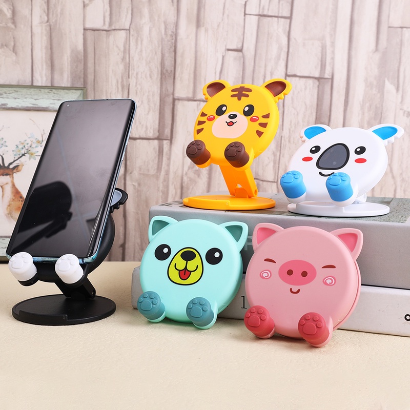 Stand Holder Hp / Tablet Universal Portable Bisa Dilipat Motif Kartun Untuk iPhone / Android