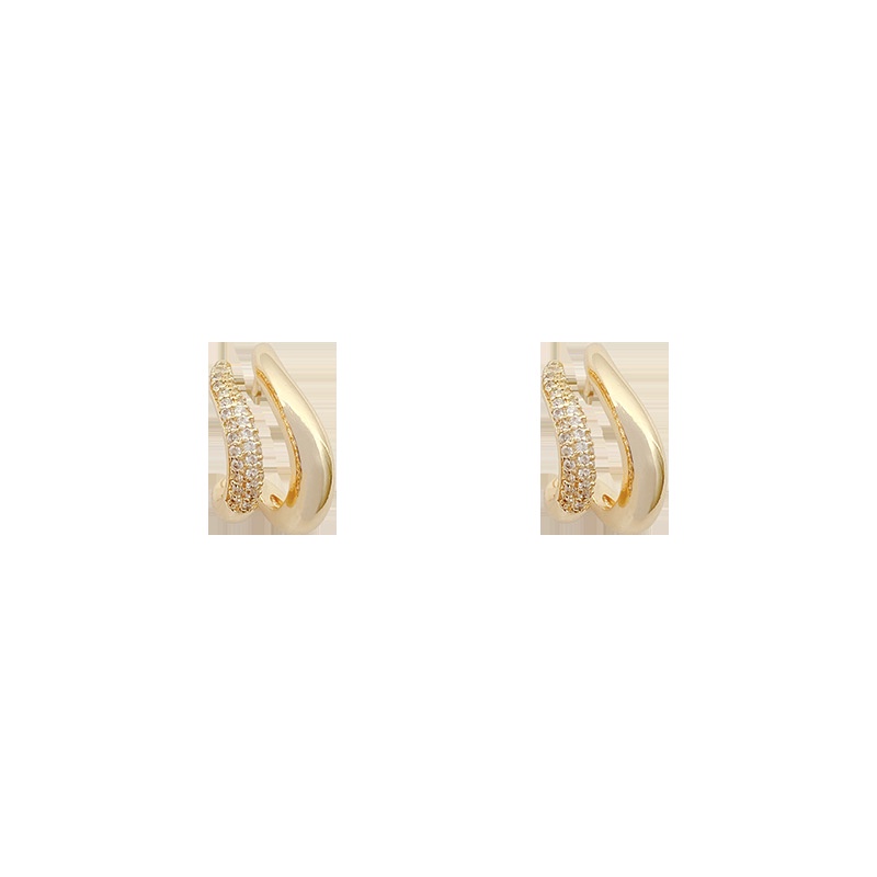 Anting Stud 925 silver needle Bentuk Geometris Aksen Berlian Untuk Wanita