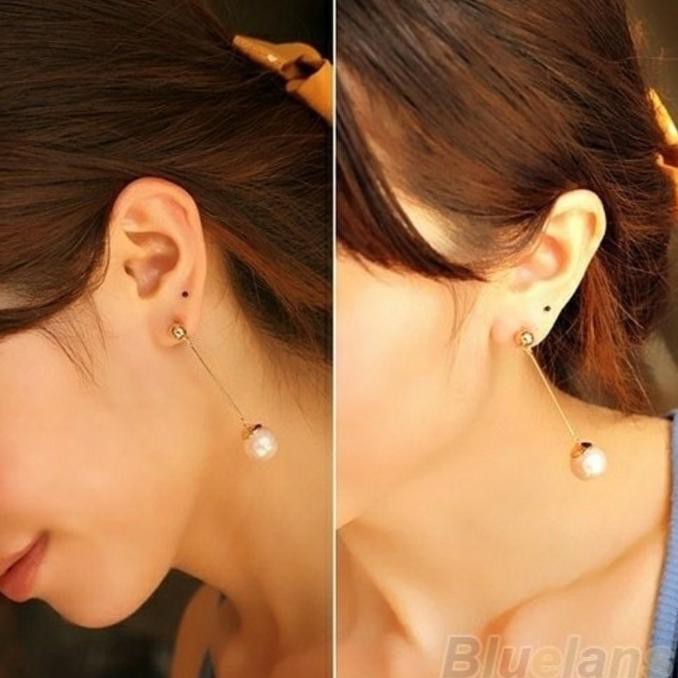 DVp ANTING KOREA PANJANG MUTIARA KAKU GOLD MIRIP XUPING - Emas