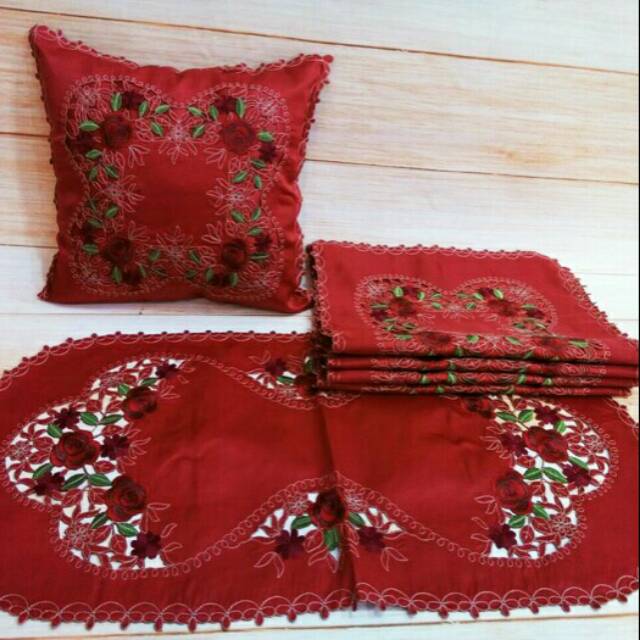 Set sarung kursi bantal tamu full bordir