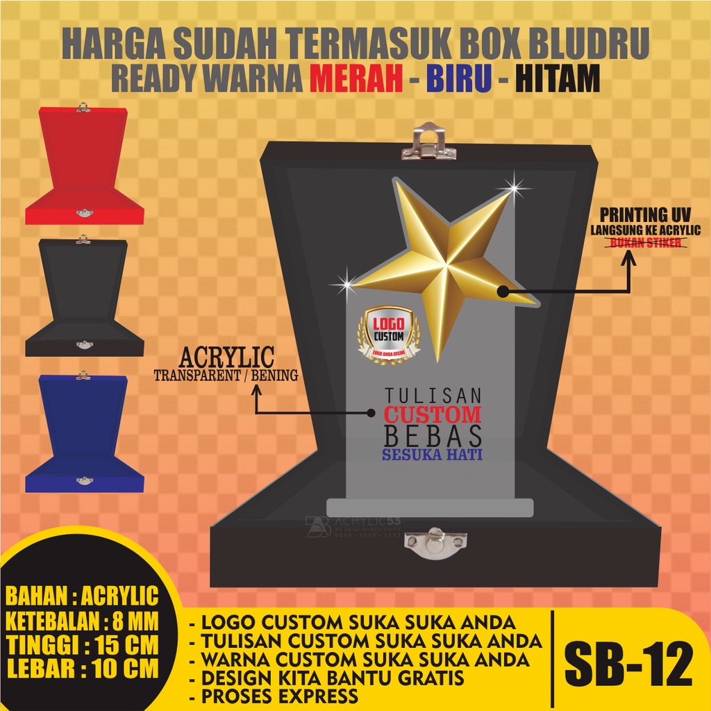 PLAKAT, PLAKAT AKRILIK, PLAKAT ACRYLIC, PLAKAT CUSTOM, VANDEL, PIAGAM PENGHARGAAN 15X10 + BOX SN12