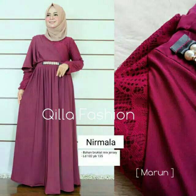 NIRMALA RUMANIA dress maxy gamis brokat selendang maxi brukat