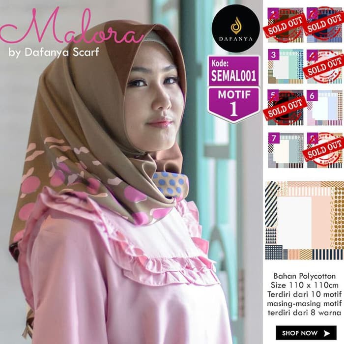 Jilbab Segiempat Malora Motif 1 By Dafanya Scraf