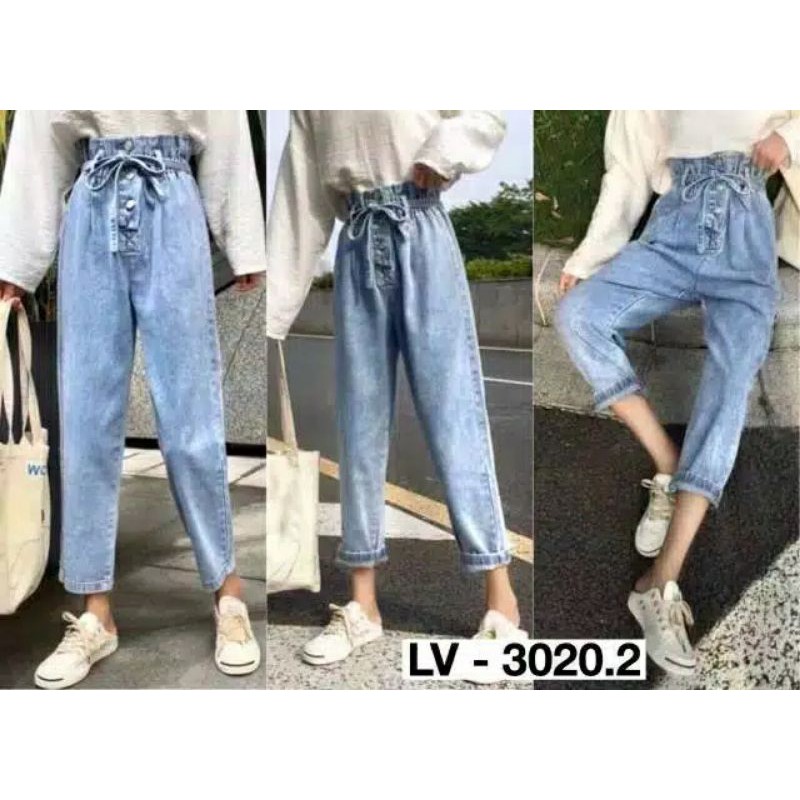 DIFA JEANS / DRAKO JEANS JUMBO L DAN XL BAGGY JEANS BOYFRIENDS WANITA // BAGGY KANCING TALI