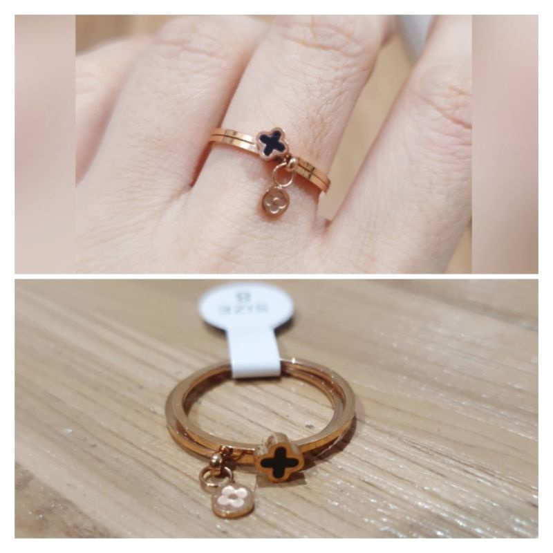 Cincin Titanium asli Rosegold Motif elv Premium Quality Rosegold anti karat anti alergi 03