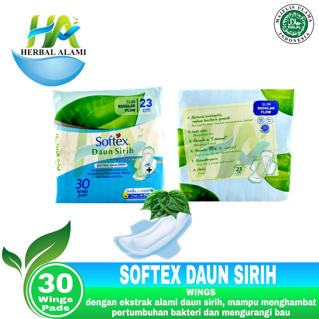 Softex Daun Sirih 23 CM isi 30 Pads - Pembalut Wanita