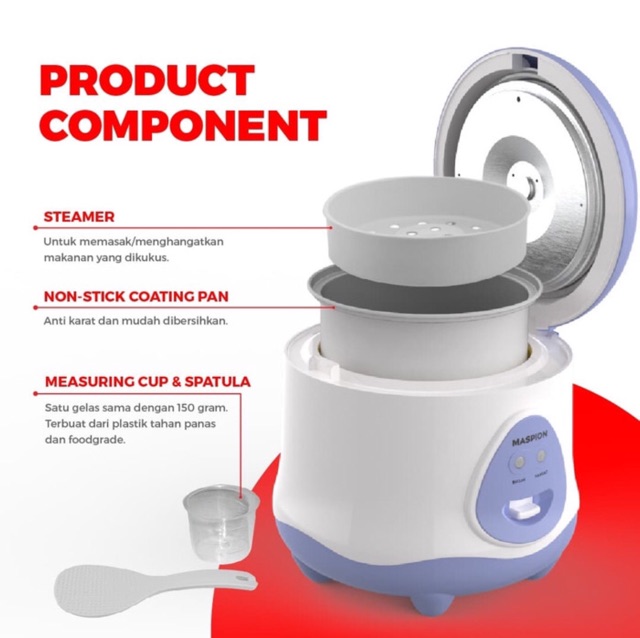 Maspion Rice Cooker Mini EX-0618 0.8 Liter Magic Com Penanak Nasi