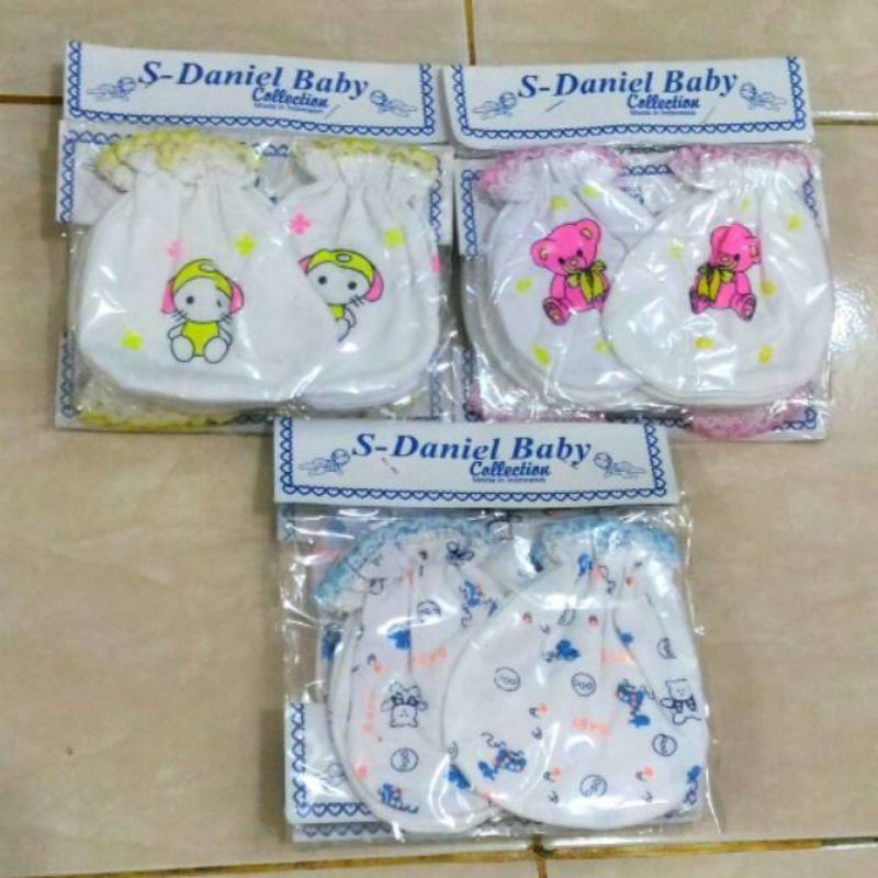 6 Pcs Sarung Tangan &amp; Kaki Bayi murah Putih sablon  Kerut