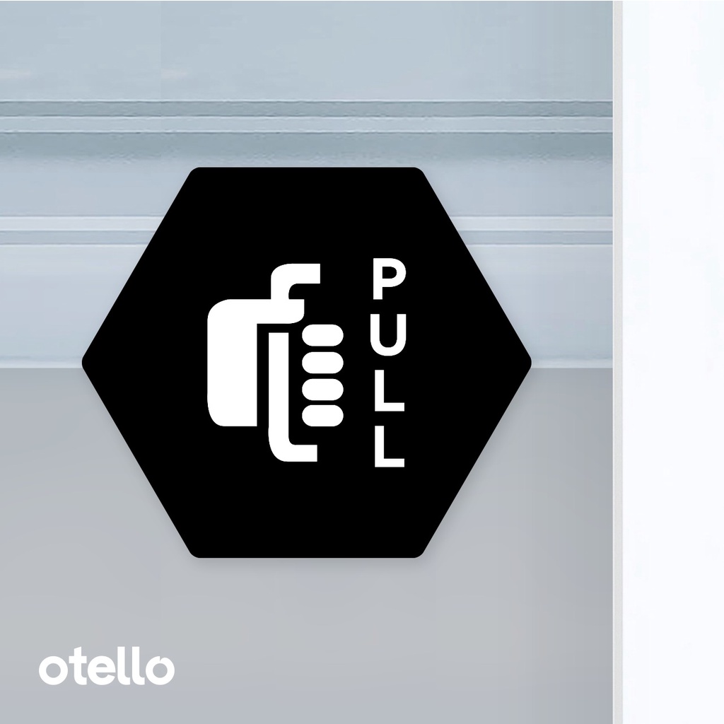 Papan Push Pull Sign Acrylic Modern Hexagon Minimalist Signage Board Label Akrilik Kayu Pintu Tempel Sticker Pintu Kafe Restoran Kantor Gedung