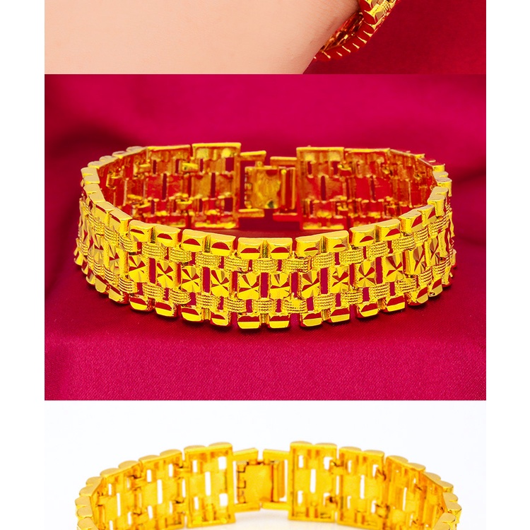 Perhiasan Gelang Lapis Emas Asli Kadar 375 Gaya Bangkok Untuk Pria