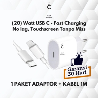 CHARGER 20W FAST CHARGING USB C 20W [GARANSI 1 BULAN] - 1 Paket Charger 20W + USB C Kabel 20W - Adaptor 20W Fast Charging