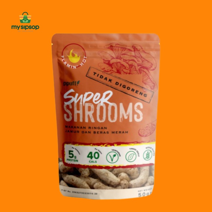 

Super Shrooms Flamin Hot - Snack Sehat Cemilan Sehat Ppuff