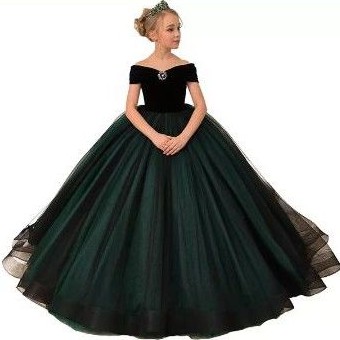 Gaun Pesta Anak Populer Mewah Gaun sabrina hitam dan hijau sabrina balgown pesta mewah aank ank