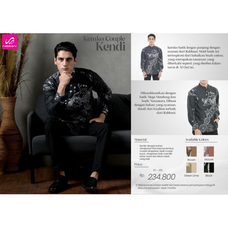 Kemko Couple Kendi Mst - Kemeja koko couple kendi lengan manset rabbani original baju koko lengan pa
