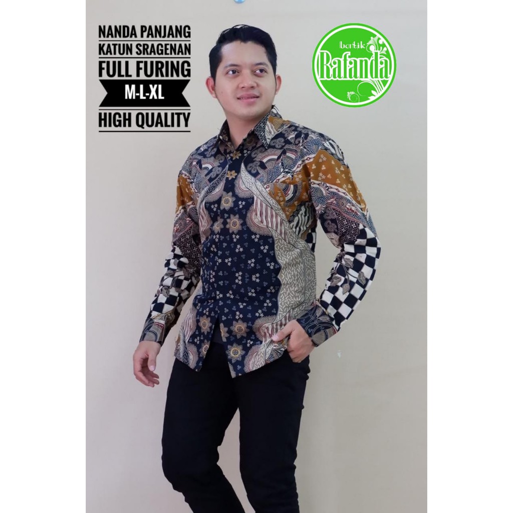 NANDA RAFANDA BAJU KEMEJA BATIK PRIA SOLO LENGAN PANJANG PENDEK LAPIS FURING ATASAN BATIK PREMIUM MODERN KATUN HALUS PARANG SINAR ADI PRAKASA PERMATA HITAM WULU SEKTI KOPI MOCA ARFANA NAVY MARENO  MERAK SOGAN WULU SEKTI MERAK MERAH ABSTRAK CABE MERAH DEWO