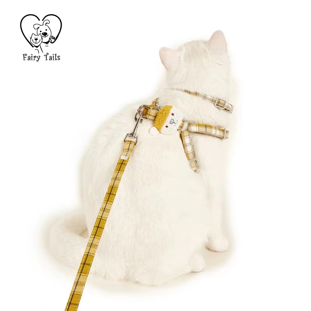 Set Tali Tuntun Tali Kekang dengan Harness Boneka Plush | Pet Cat Dog Set of Leash, Harness