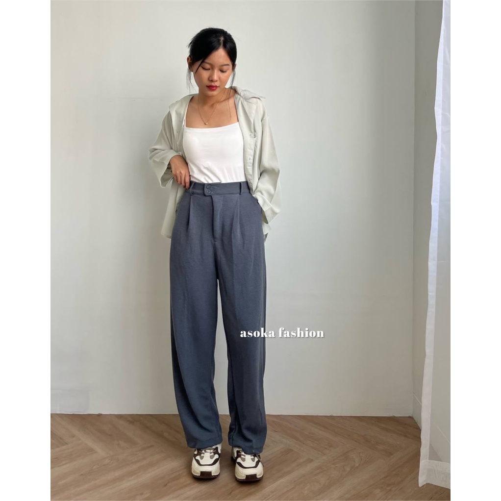 ASOKA Violyn Pants 2122 - Celana Kulot Waffle - Celana Casual Wanita