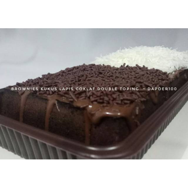 

Brownies Kukus Lapis Coklat Dengan Double Toping