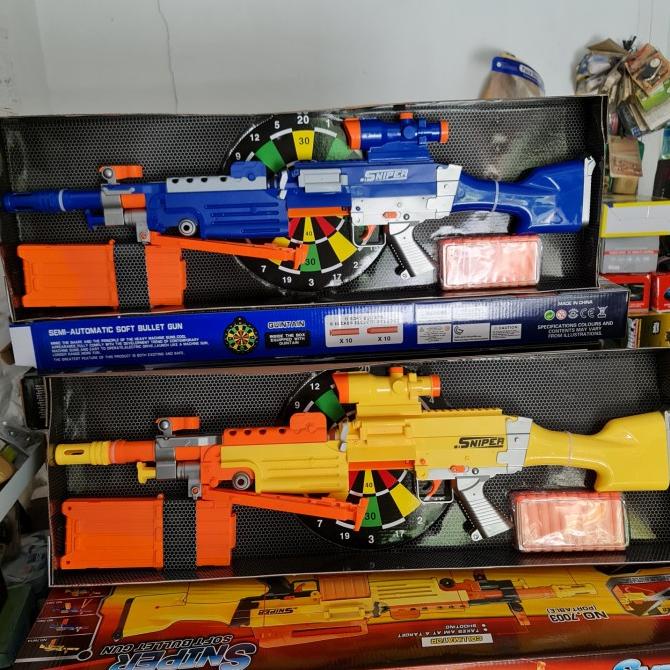 Nerf Murah Asli Semi Auto 7003B Sniper Pistol Tembakan Peluru Busa Sof