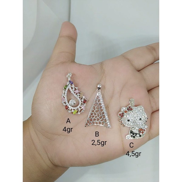 LIONTIN PERAK ASLI 925 LAPIS EMAS/LIONTIN CAMPUR MATA PUTIH +MATA WARNA WARNI/ASLI SILVER/PERHIASAN FASHION