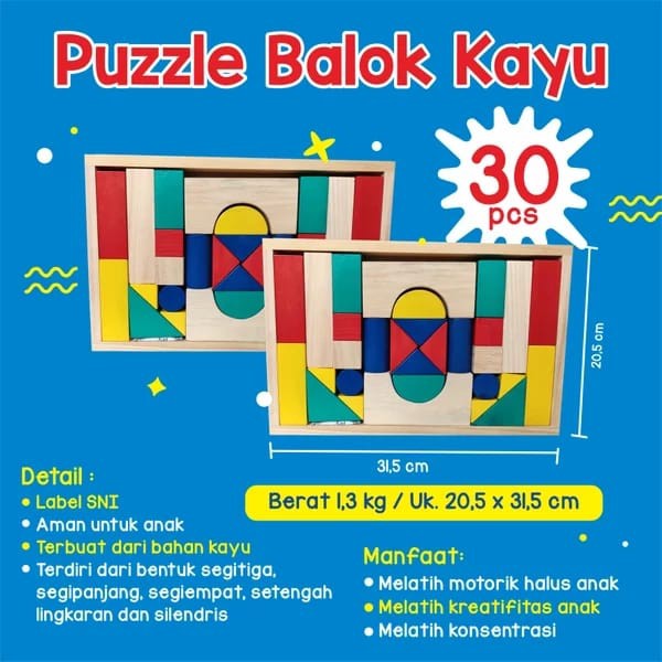 Balok Susun Bangun 26/30/34/Balok Bangun Dan Meronce Alphabet Bisa COD