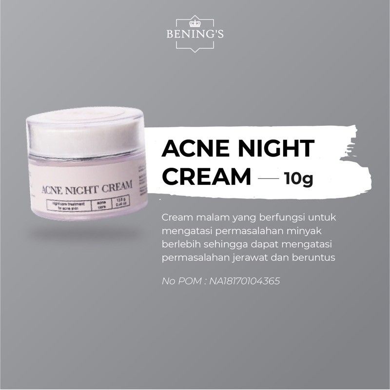 Acne Night Cream Bening's Skincare by dr Oky Pratama