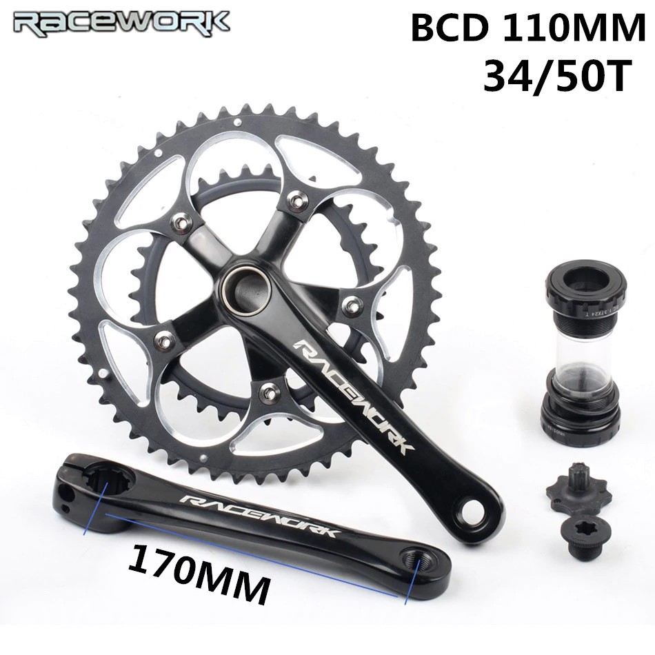 PRODUK IMPORT RACEWORK ROAD Crankset 170MM 110 BCD Chainring Crown 34T 50T Aluminum alloy Steel