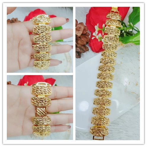 Gelang Xuping Lapis Emas 24K Perhiasan Fashion F44-47 (lebar 25mm)