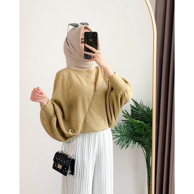 BEFAST - ZEC OOTD Wanita Sweater NIKOI / RJT Barly Oversize Batwing / Sweater Rajut Casual / Swetaer Kekiniaan Wanita Remaja / Sweater Polos / Termurah / Trendy / Sweater Rajut Keluaran Terbaru 2022