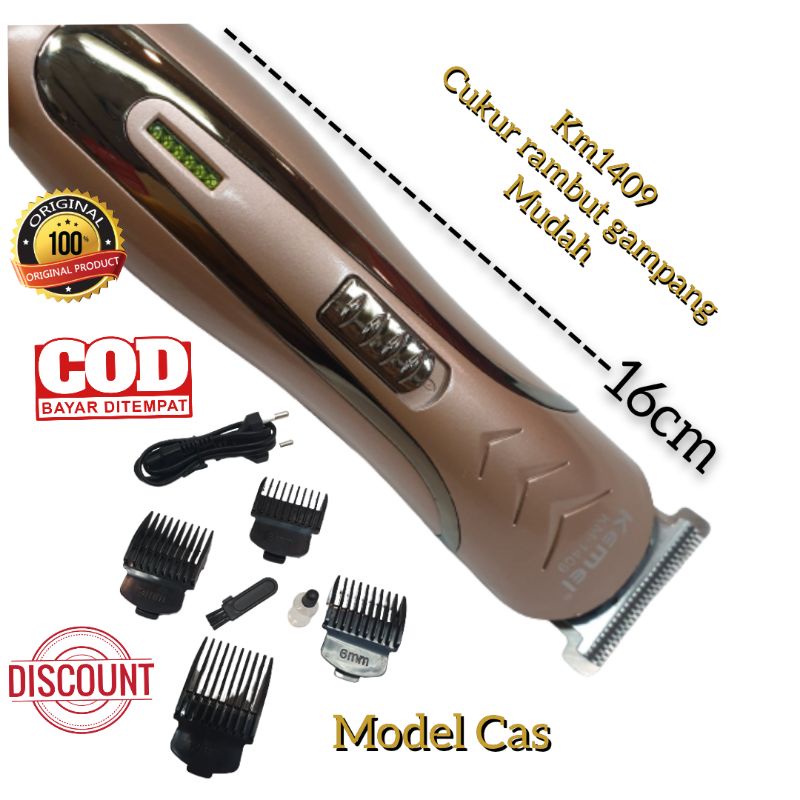 Alat mesin cukur rambut jenggot pria model cas kemei km 1409 hair clipper murah