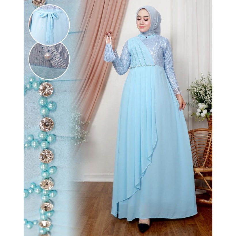 Kadai.baju / Gamis pesta modern / Gamis kondangan / Gamis brukat tille / Dress Mikaela Size M L XL XXL