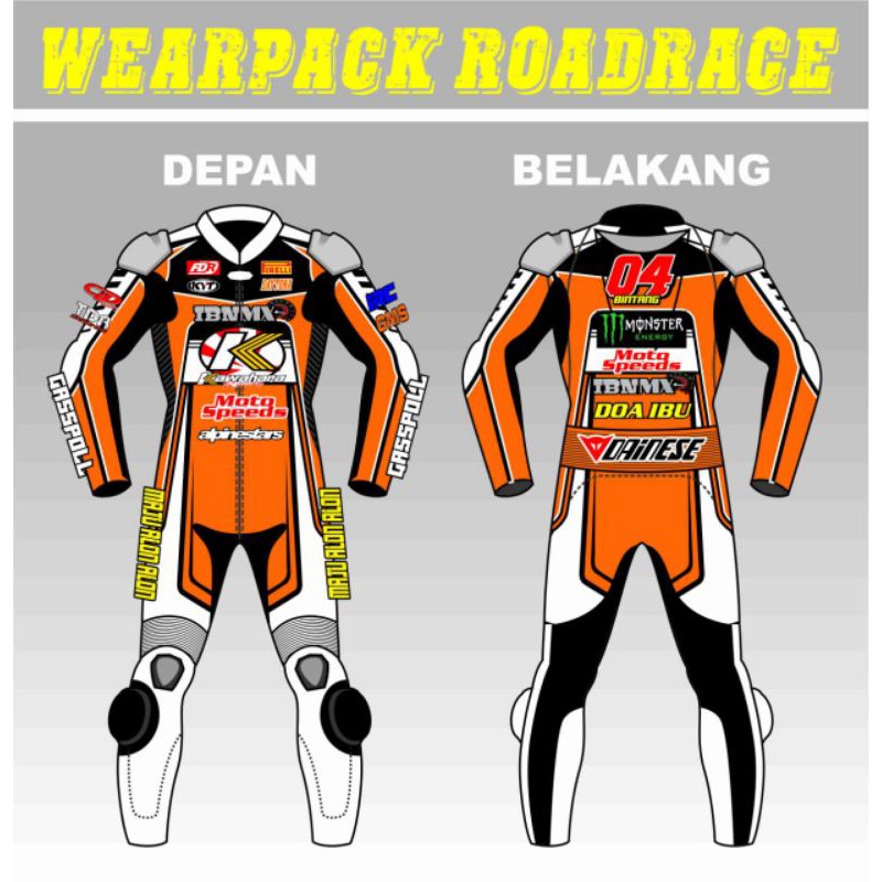 Full set Free Design Wearpak balap roadrace semi kulit terbaik wearpack kulit Sepatu sarung tangan