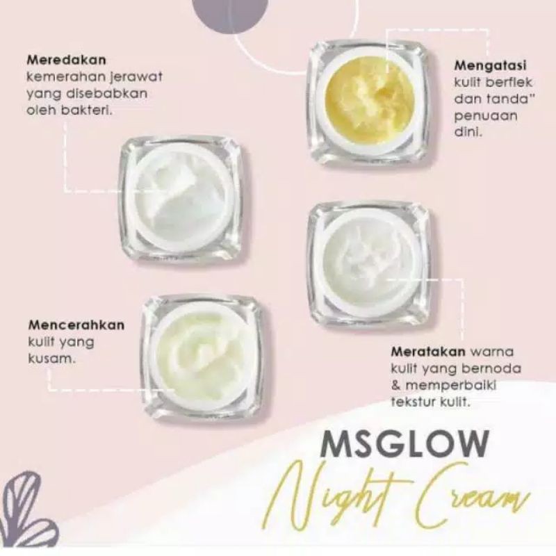 Cream Malam Ms Glow Whitening Night Cream Acne Night Cream Ultimate night Cream Luminous Night Cream