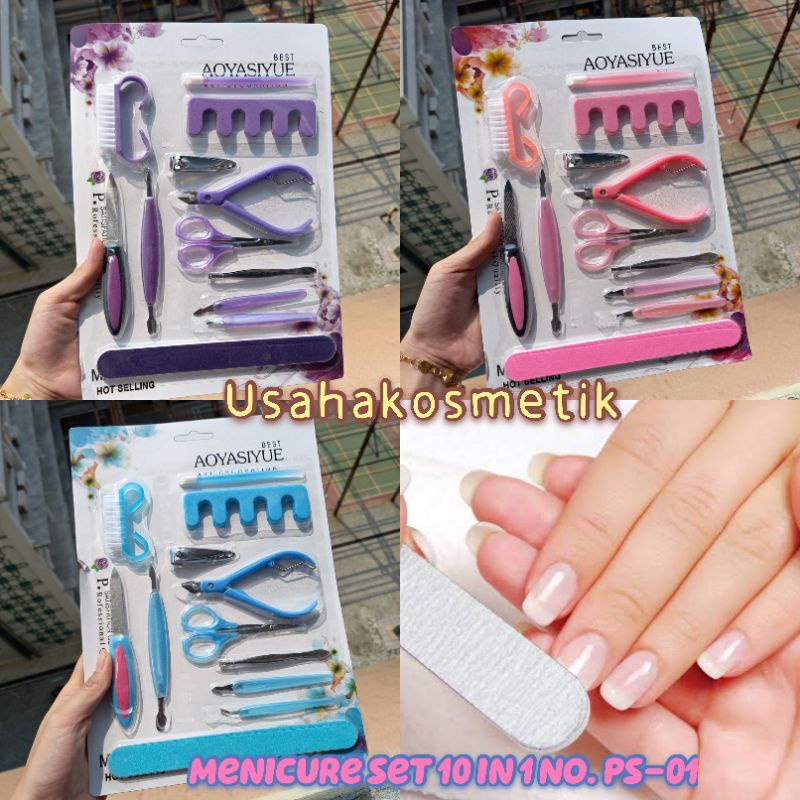 AOYASIYUE MANICURE AND PEDICURE / PERALATAN PEDICURE KUKU SET PAKET 10 IN 1 HOT SELING CUTE NO. PS-01 / 02