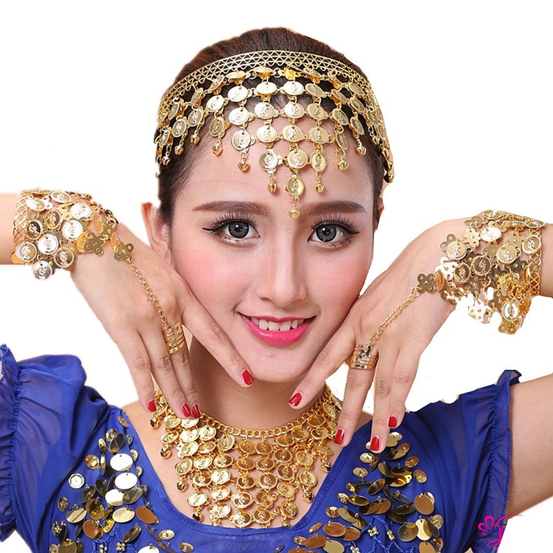 Set Perhiasan Belly Dance Tari Perut India Kalung Gelang  