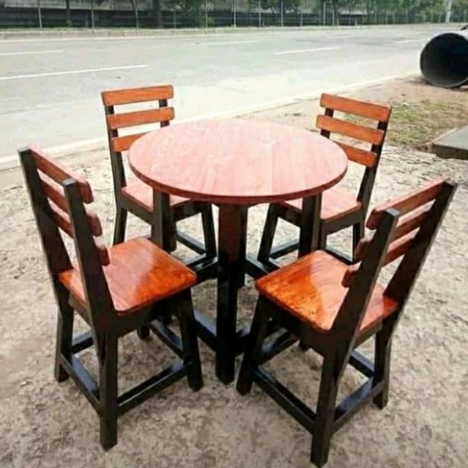 Meja Cafe 4Kursi Sender Kaki Besi Rendisuhedi