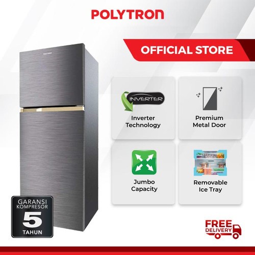 Polytron Kulkas 2 Pintu Jumbo Metal 260L PRW 296Y Inverter