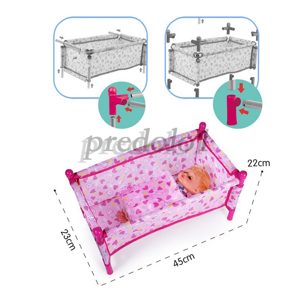 MagiDeal Baby Toddler Crib Bed ABS Plastic Furniture for 9&quot;-12&quot; Reborn Dolls