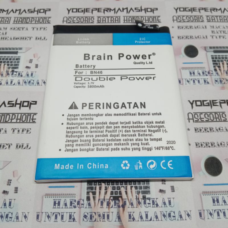 BATRE BATREI BATERAI BATTERY XIAOMI BN46 BN 46 BN-46 REDMI 7 REDMI NOTE 8 NOTE 6 BRAIN DOUBLE POWER