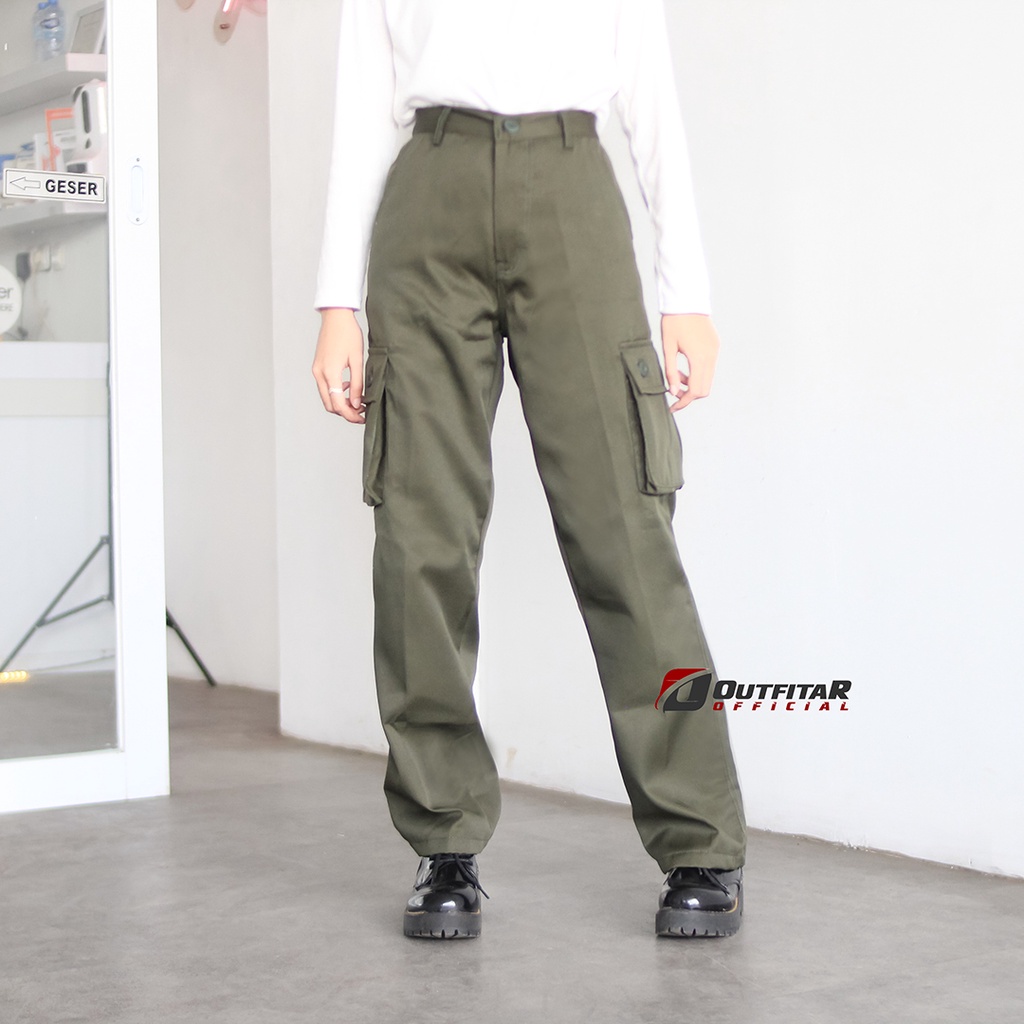 Celana Cargo Wanita Highwaist Jumbo Outdoor Pants Premium