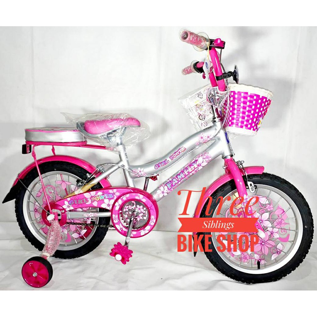 SEPEDA MINI ANAK PEREMPUAN FAMILY GIRL POWER 16 INCH SILVER PINK