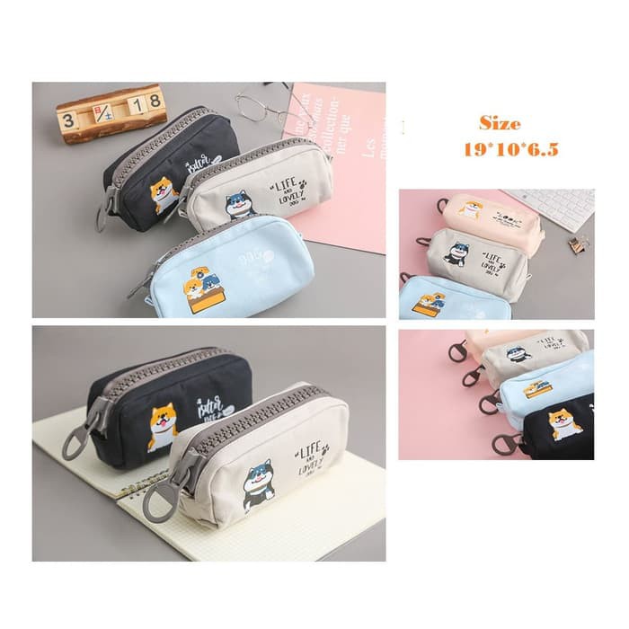 

Hot! TP0046 Kawaii Shiba Dog Big Zipper Large Pencil Case / Tempat Pensil - Blue Keren