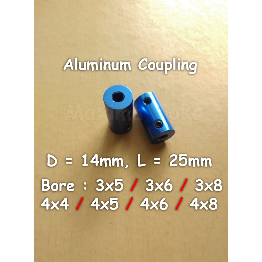 Aluminum Alloy Coupling 3x5 3x6 3x8 4x4 4x5 4x6 4x8 mm Shaft Coupler Konektor D 14mm L 25mm