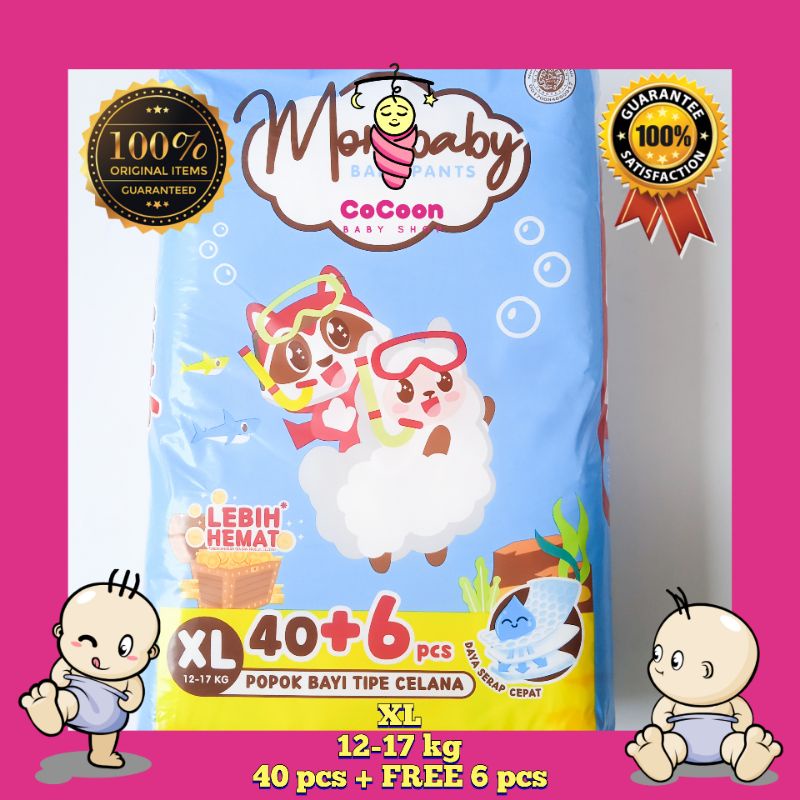 Popok Bayi Mom Baby Mombaby Pant XL46 XL 40 XL40+6 XL 40+6 XL42 XL36 XL 36 XL36+6 XL 36+6 Tipe Celana