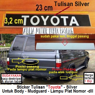 Sticker Cutting Stiker Merk Toyota Mudguard Lampu Plat Nomor