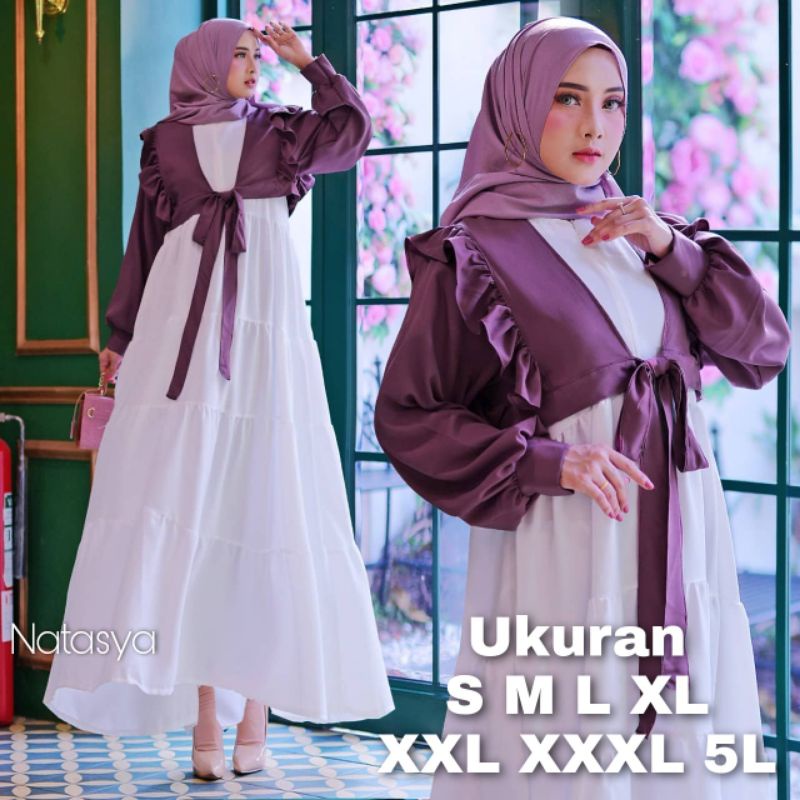 Natasya Dress Set Inner + Outer UKURAN S M L XL XXL XXXL 5L BAJU GAMIS JUMBO BIG SIZE